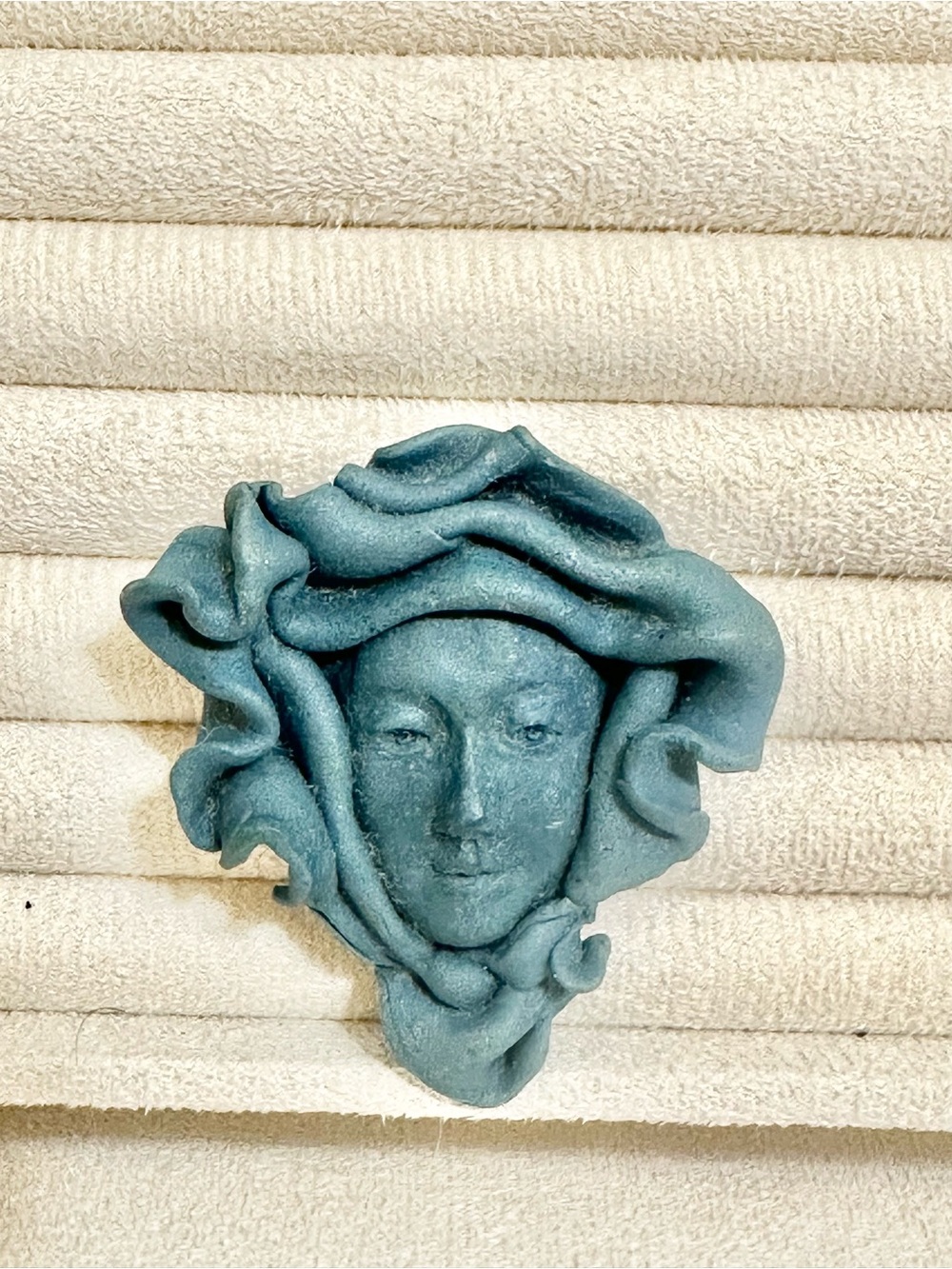 Serene Teal Sculpture - Artistic Brooch